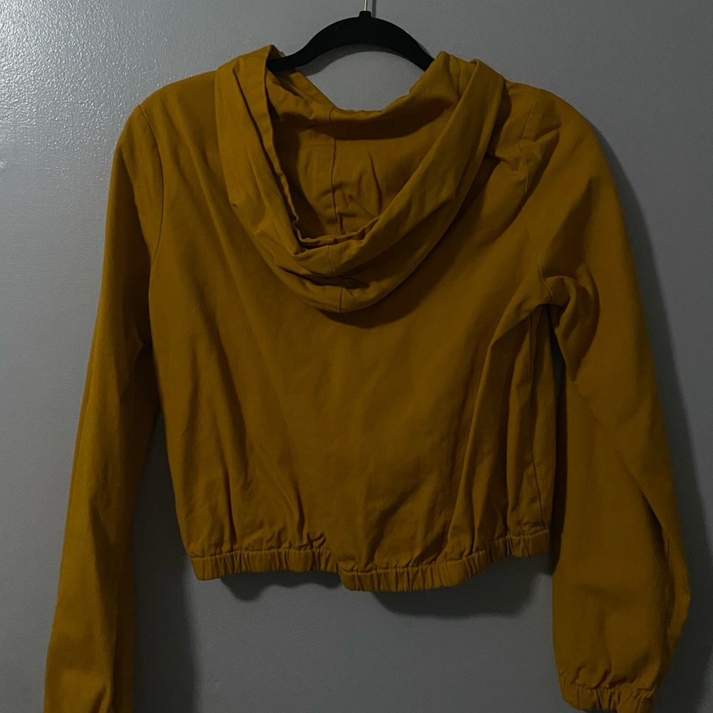 mustard yellow cropped zip up sweater
